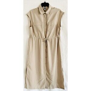 Old Navy Defined Waist Utility Midi Shirt Dress Size S, Mocha Taffy Khaki NWOT